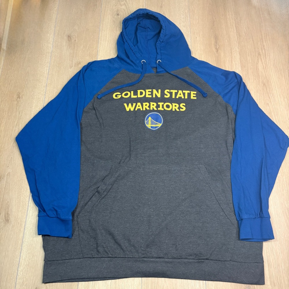 Golden State Warriors Lightweight Hoodie Men 3XL Blue Grey Raglan NBA Basketball